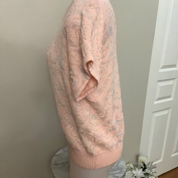 Vintage Henley Sweater Top, Medium Embellished Peach Made in Australia - Picture 2 of 12